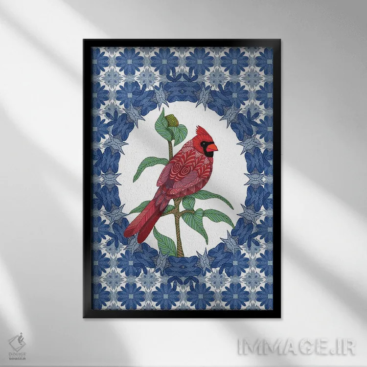 تابلو کارباورال آبی کریسمس اثر آنجلیکا پارکر - نمای قابدار مشکی