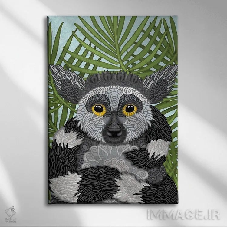 تابلو لمور (حیوان لمور) اثر آنجلیکا پارکر - نمای روبهرو روی دیوار