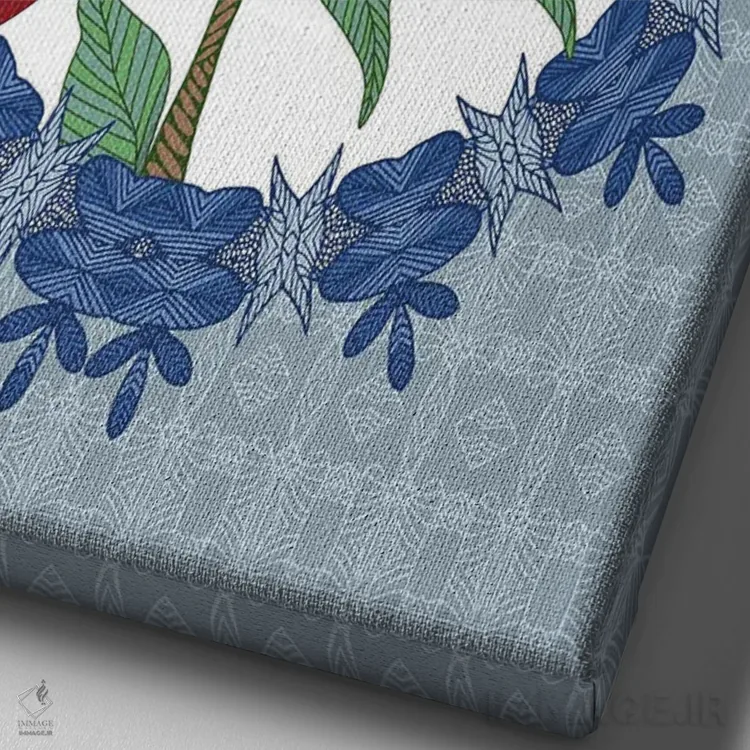 تابلو کارباورال آبی روشن کریسمس اثر آنجلیکا پارکر - نمای نزدیک بافت بوم