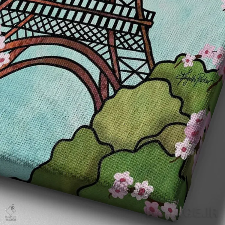 تابلو برج ایفل اثر آنجلیکا پارکر - نمای نزدیک بافت بوم