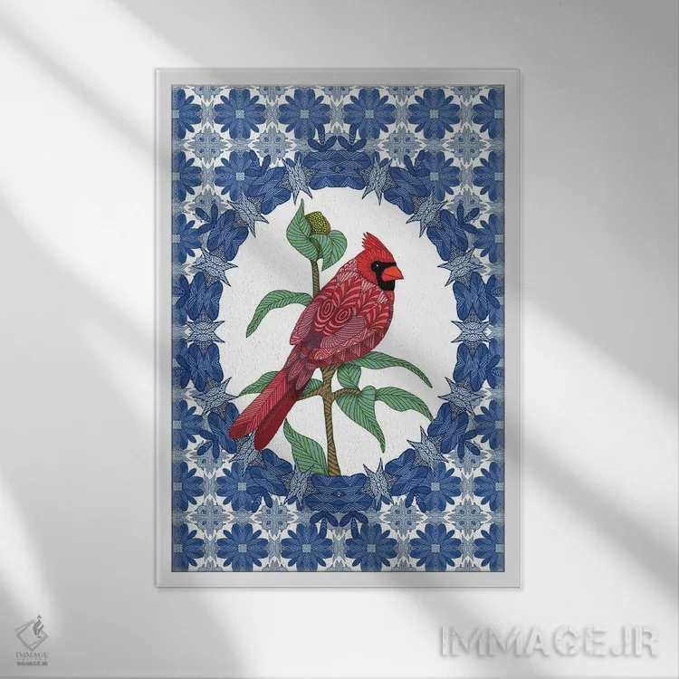 تابلو کارباورال آبی کریسمس اثر آنجلیکا پارکر - نمای قابدار سفید