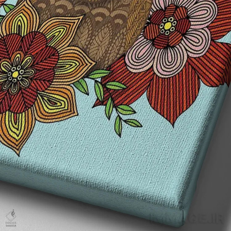 تابلو گوزن گلدار اثر آنجلیکا پارکر - نمای نزدیک بافت بوم