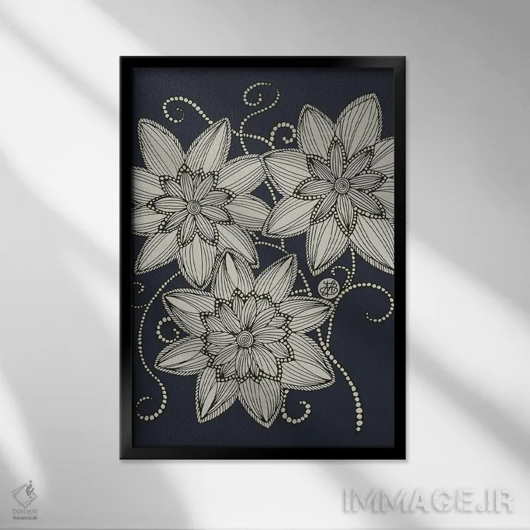 تابلو طرح گل اثر آنجلیکا پارکر - نمای قابدار مشکی