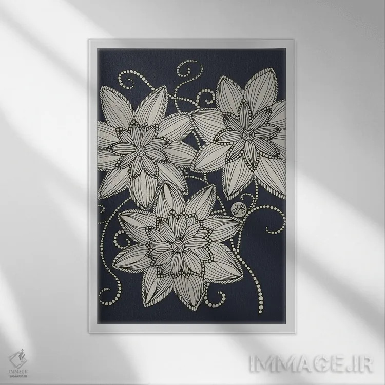 تابلو طرح گل اثر آنجلیکا پارکر - نمای قابدار سفید