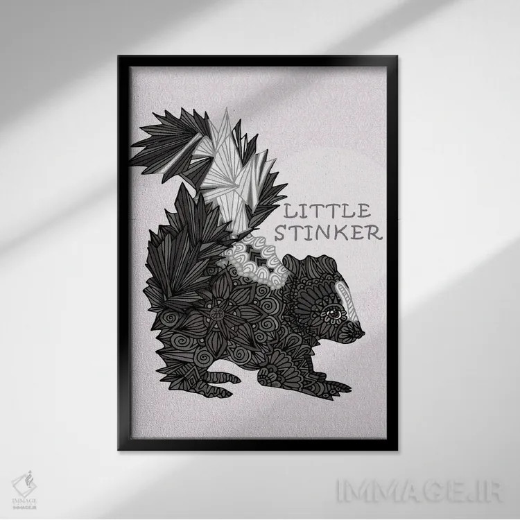 تابلو بو گنده کوچولوی صورتی اثر آنجلیکا پارکر - نمای قابدار مشکی