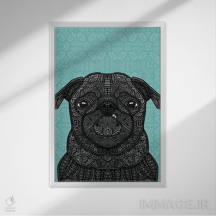 تابلو پاگ کوچولوی سیاه اثر آنجلیکا پارکر - نمای قابدار سفید