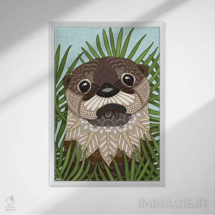 تابلو سمور بسیار بامزه اثر آنجلیکا پارکر - نمای قابدار سفید