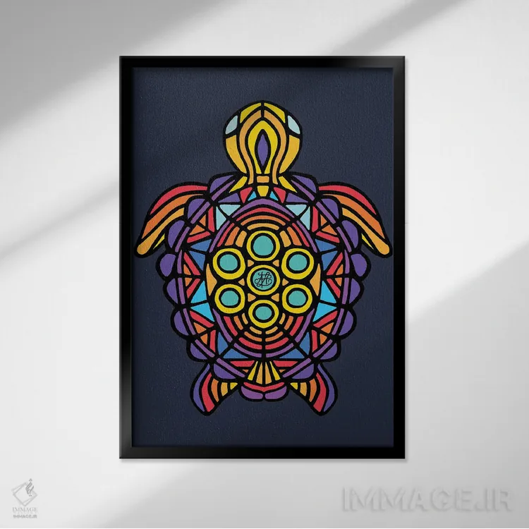 تابلو لاکپشت اثر آنجلیکا پارکر - نمای قابدار مشکی