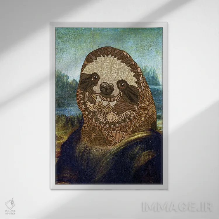 تابلو اسلات لیزا (الهامگرفته از مونالیزا) اثر آنجلیکا پارکر - نمای قابدار سفید