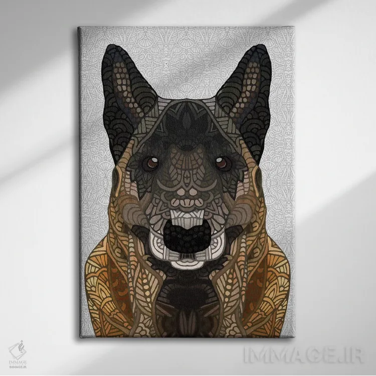 تابلو مالینوا (سگ ژرمن) اثر آنجلیکا پارکر - نمای روبهرو روی دیوار