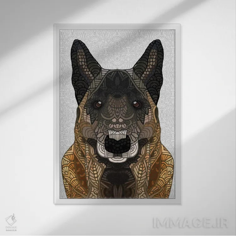 تابلو مالینوا (سگ ژرمن) اثر آنجلیکا پارکر - نمای قابدار سفید