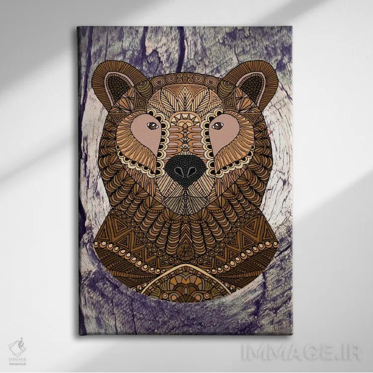 تابلو خرس قهوهای زینتی اثر آنجلیکا پارکر - نمای روبهرو روی دیوار