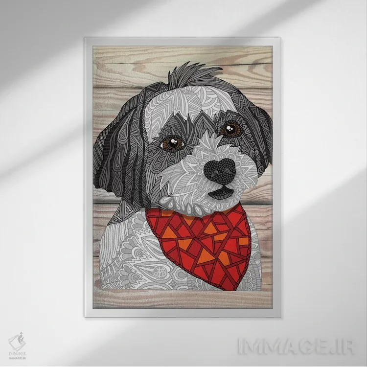 تابلو مکس هاوانیز (سگ نژاد هاوانیز) اثر آنجلیکا پارکر - نمای قابدار سفید