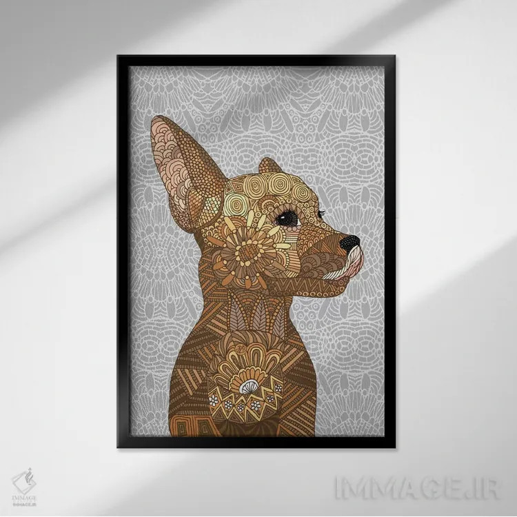 تابلو مینیاتور پینچر (سگ نژاد) اثر آنجلیکا پارکر - نمای قابدار مشکی