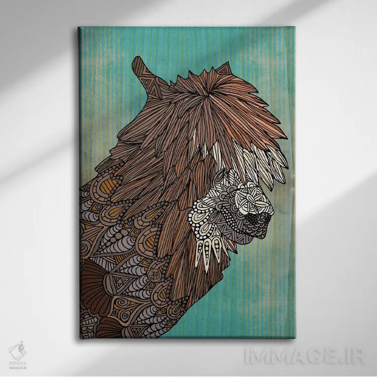 تابلو لامای زینتی اثر آنجلیکا پارکر - نمای روبهرو روی دیوار