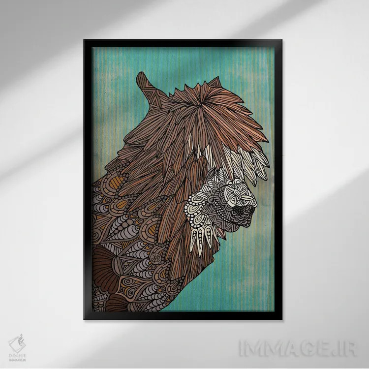 تابلو لامای زینتی اثر آنجلیکا پارکر - نمای قابدار مشکی