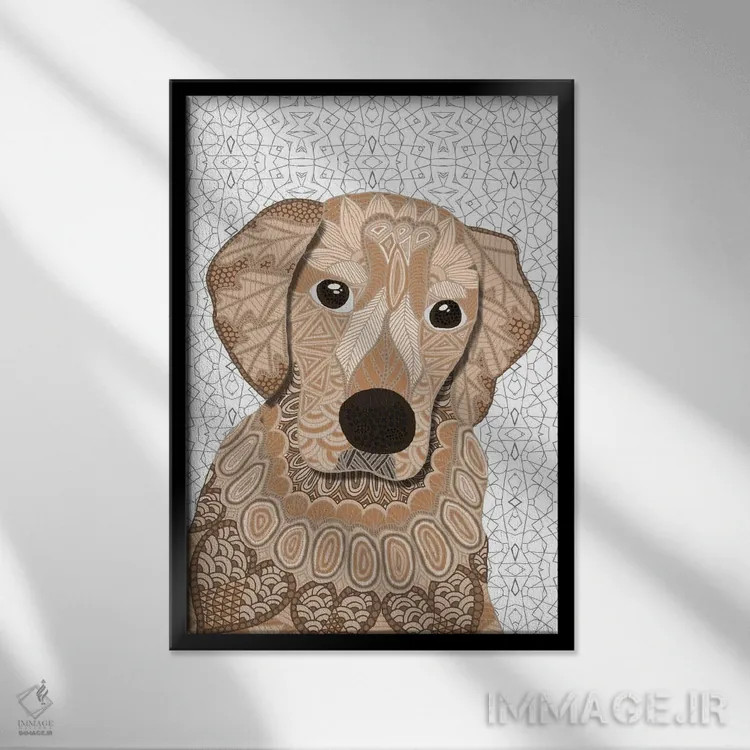 تابلو ریتریور (سگ نژاد) اثر آنجلیکا پارکر - نمای قابدار مشکی