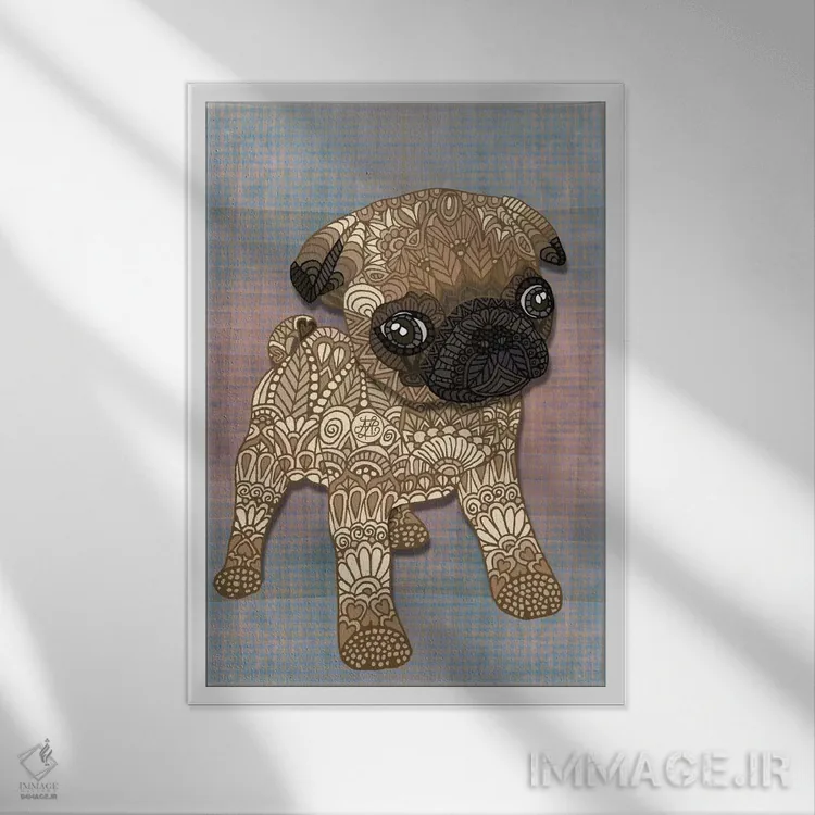 تابلو تولهسگ پاگ اثر آنجلیکا پارکر - نمای قابدار سفید