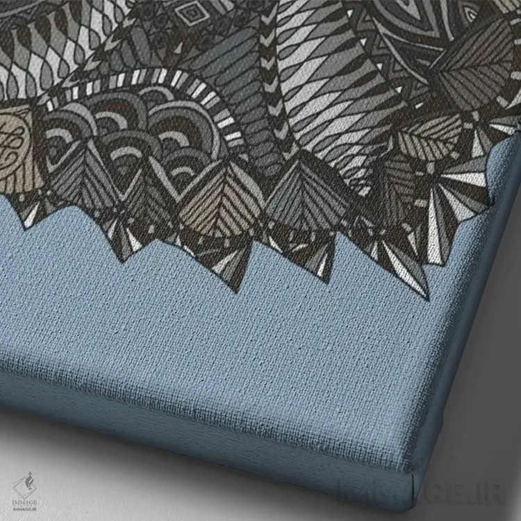 تابلو راکون درهم (با نقش زنتنگل) اثر آنجلیکا پارکر - نمای نزدیک بافت بوم