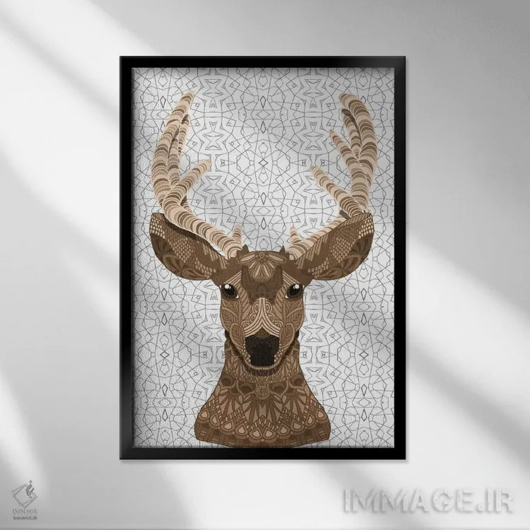 تابلو گوزن نر اثر آنجلیکا پارکر - نمای قابدار مشکی