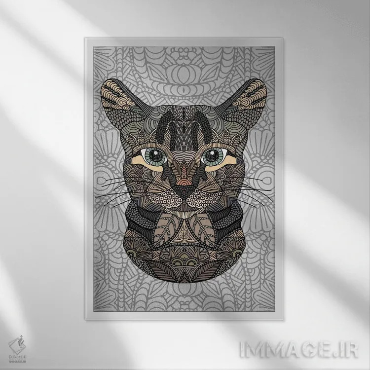 تابلو گربهٔ تابی (راخطدار) اثر آنجلیکا پارکر - نمای قابدار سفید