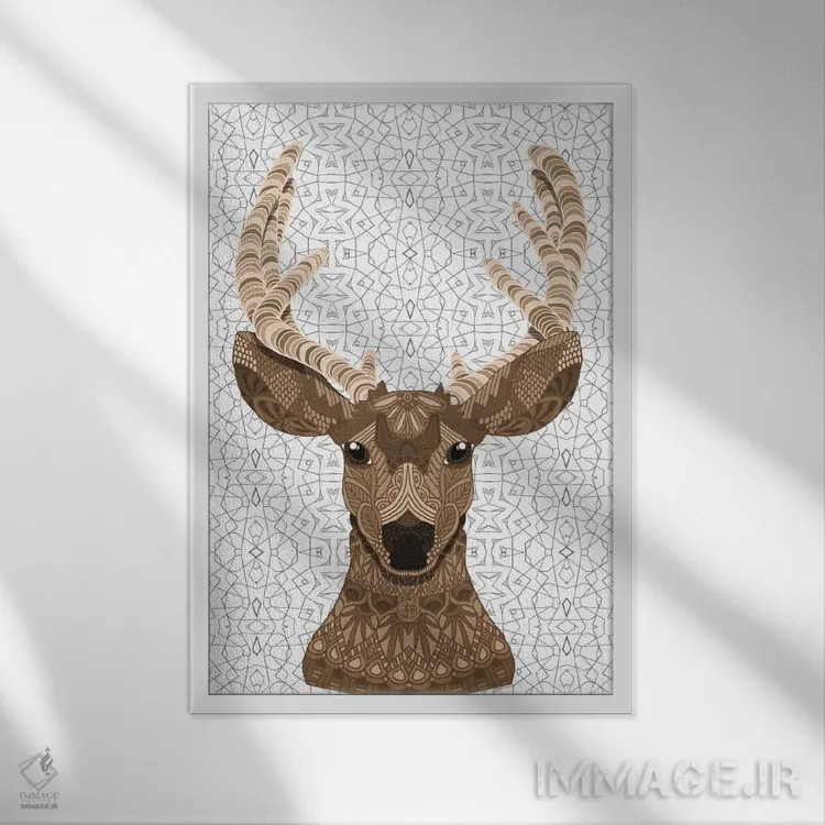 تابلو گوزن نر اثر آنجلیکا پارکر - نمای قابدار سفید