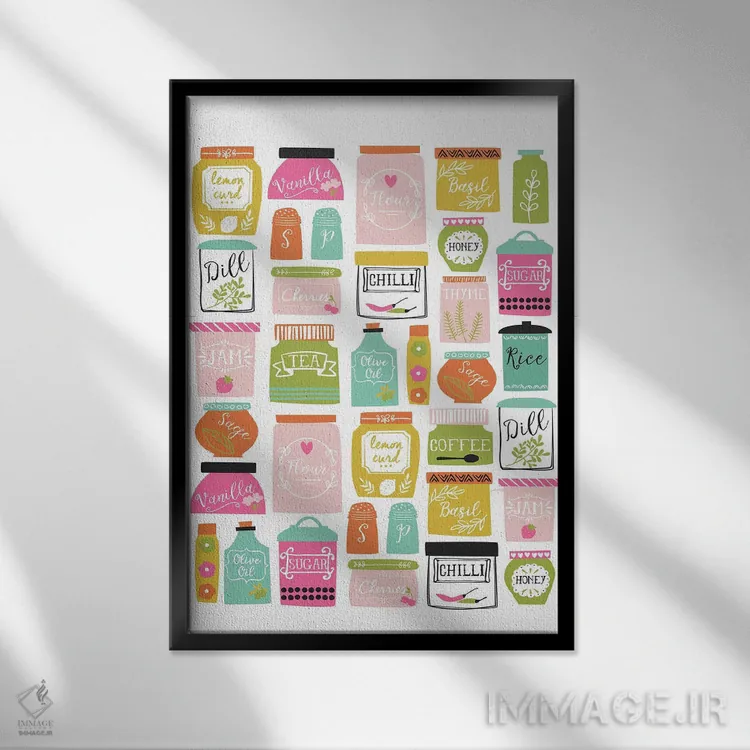 تابلو در آشپزخانه ۱ اثر آنجلا نیکِیاس - نمای قابدار مشکی