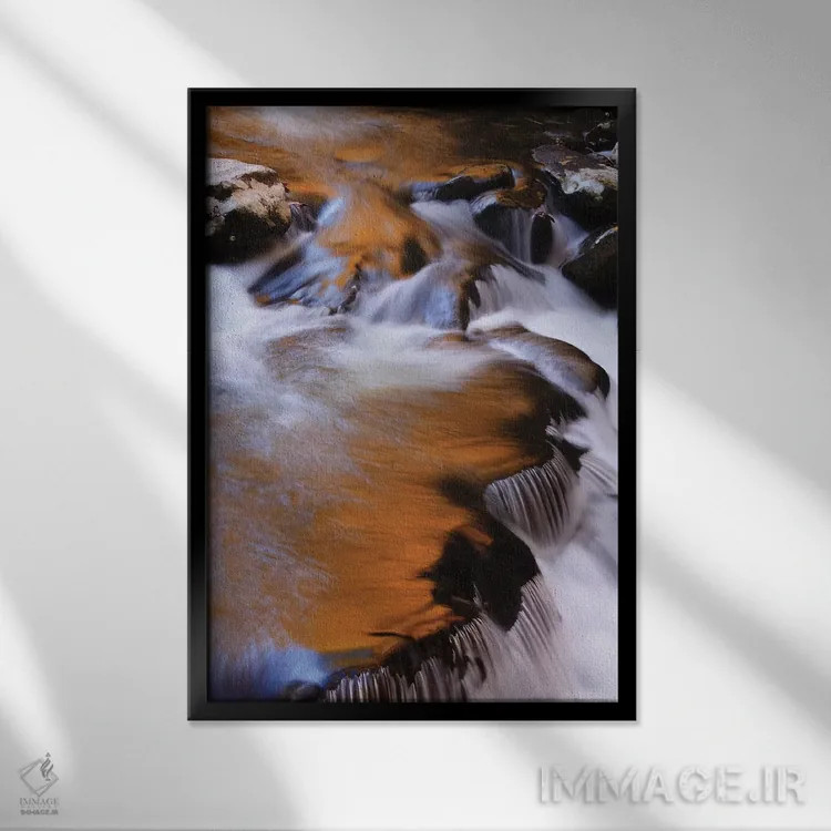 تابلو Tennessee. Cascades along the Little River in the Smoky Mountains.,آمریکا، تنسی. آبشارها در امتداد رودخانه لیتل در کوههای اسموکی اثر جوآن ولز - نمای قابدار مشکی