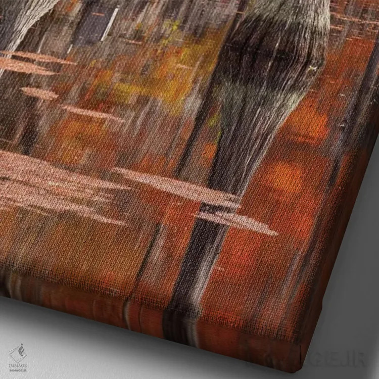 تابلو George Smith State Park, Georgia. Fall cypress trees with wood duck box.,آمریکا، پارک ایالتی جرج اسمیت، جورجیا. درختان سرو پاییزی همراه با جعبه اردک چوبی اثر جوآن ولز - نمای نزدیک بافت بوم