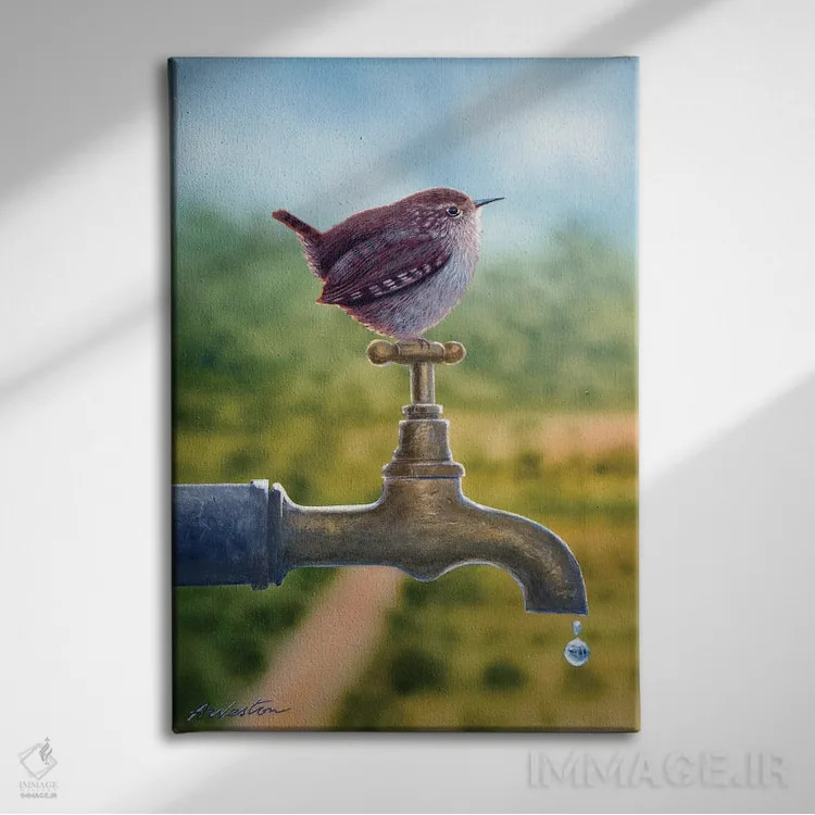 تابلو وِرن (پرندهٔ کوچولو) اثر آلن وستون - نمای روبهرو روی دیوار