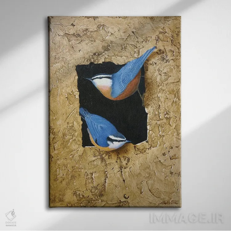 تابلو بلو تیت (پرندهٔ اروپایی) اثر آلن وستون - نمای روبهرو روی دیوار