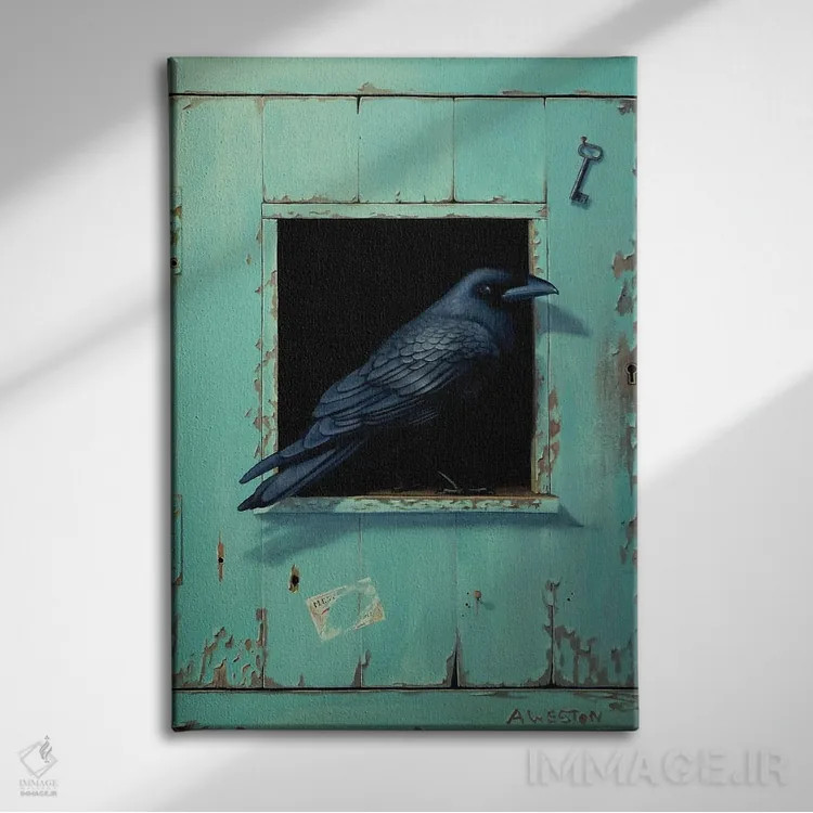 تابلو پرندگان سیاه اثر آلن وستون - نمای روبهرو روی دیوار