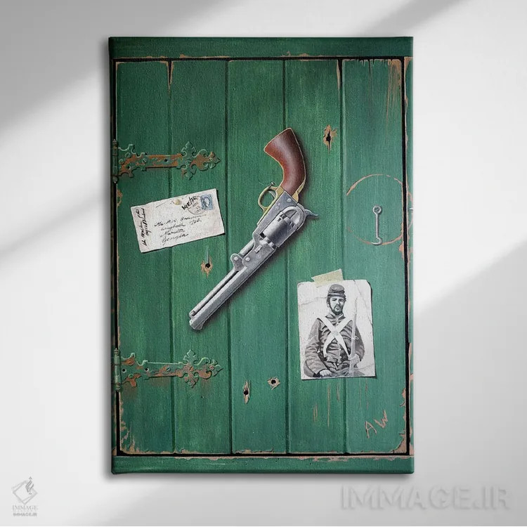 تابلو کلت ۴۵ دوم اثر آلن وستون - نمای روبهرو روی دیوار