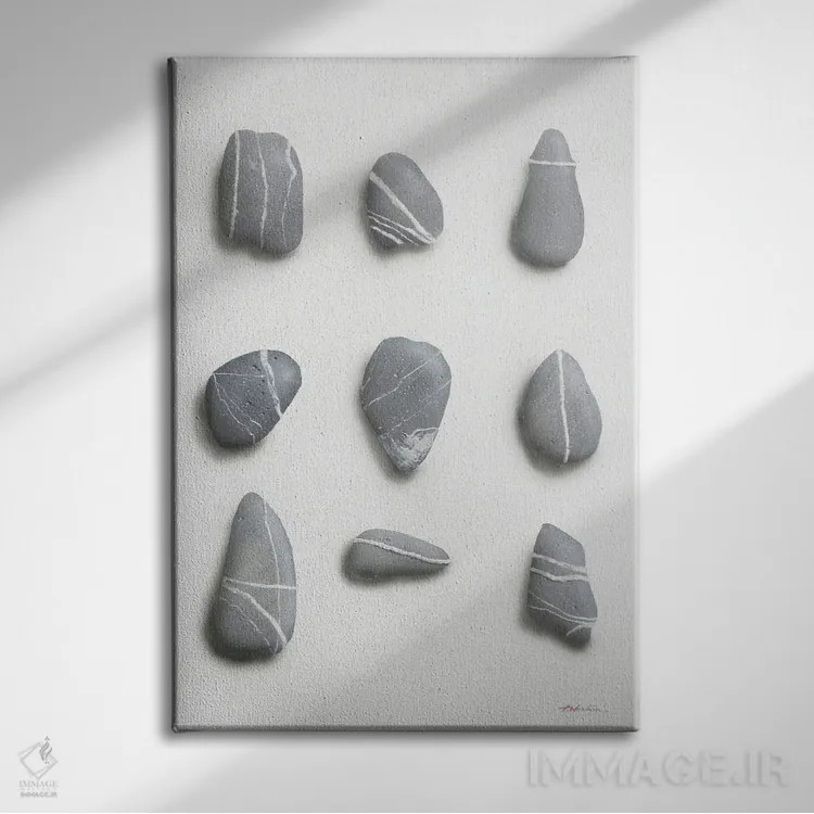 تابلو قلوهسنگها اثر آلن وستون - نمای روبهرو روی دیوار