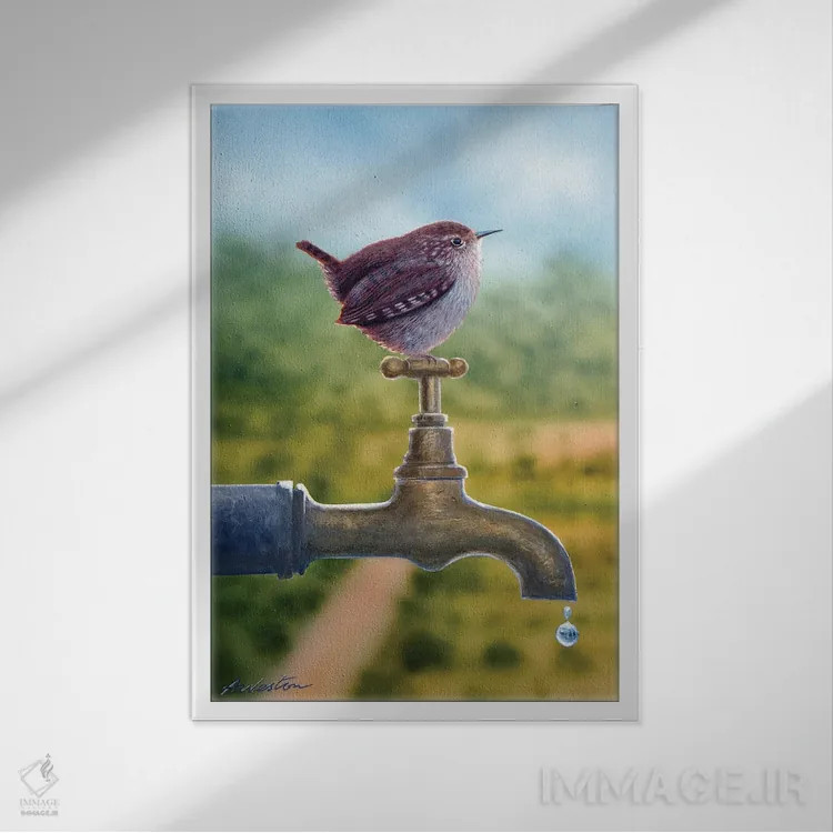 تابلو وِرن (پرندهٔ کوچولو) اثر آلن وستون - نمای قابدار سفید