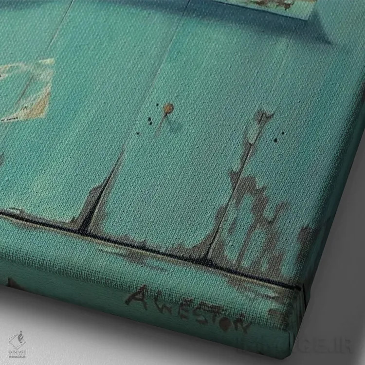 تابلو پرندگان سیاه اثر آلن وستون - نمای نزدیک بافت بوم