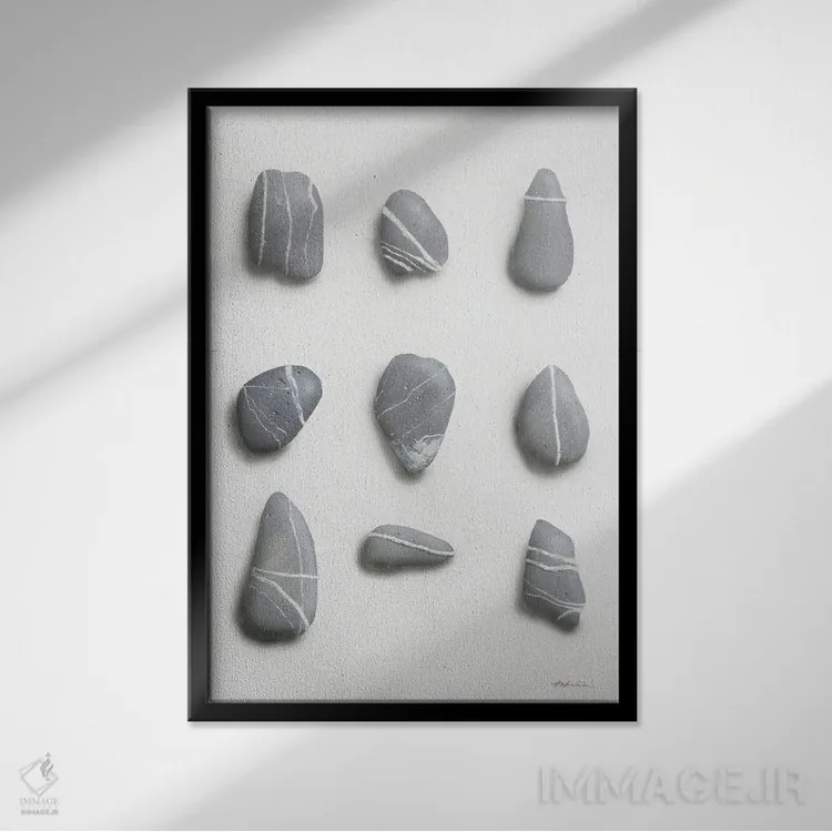 تابلو قلوهسنگها اثر آلن وستون - نمای قابدار مشکی