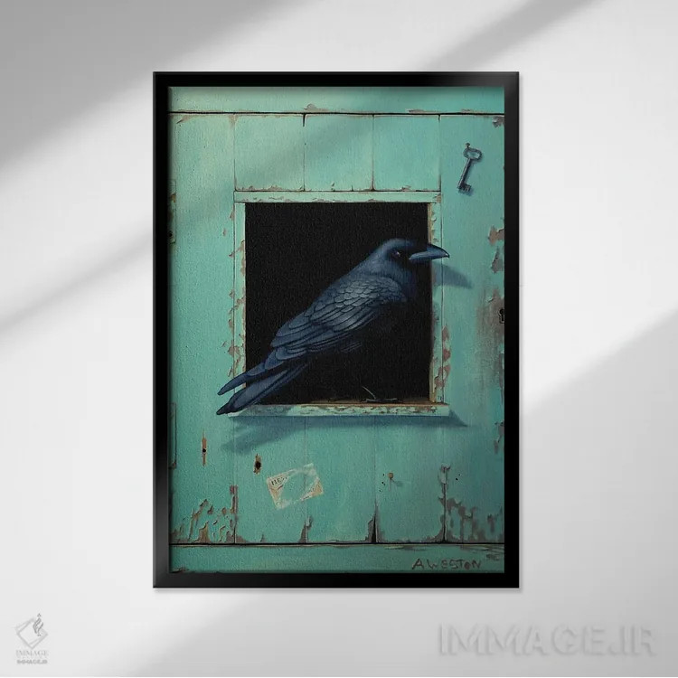 تابلو پرندگان سیاه اثر آلن وستون - نمای قابدار مشکی