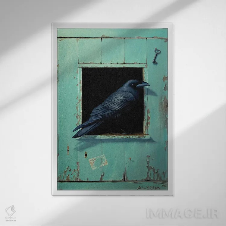 تابلو پرندگان سیاه اثر آلن وستون - نمای قابدار سفید