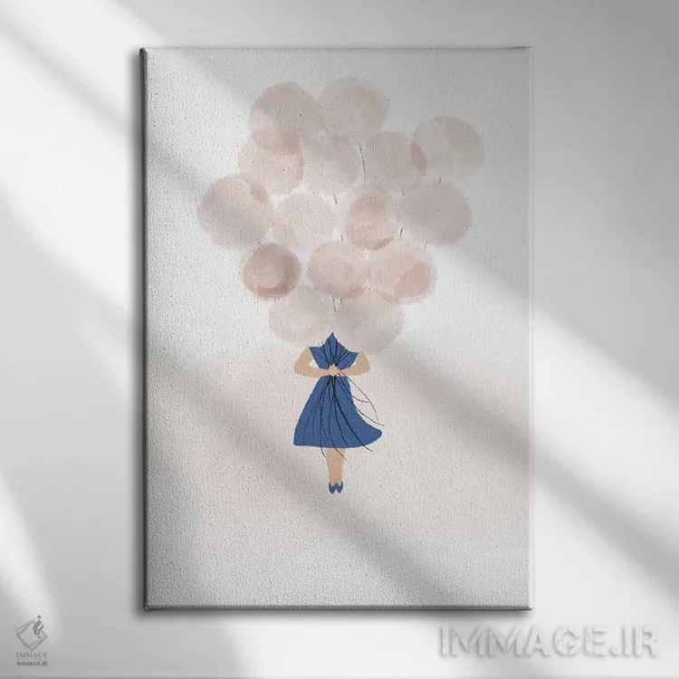 تابلو دختر بادکنکی اثر آنا کوآچ - نمای روبهرو روی دیوار