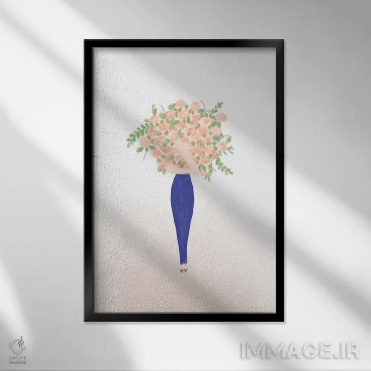 تابلو دختر گلی اثر آنا کوآچ - نمای قابدار مشکی