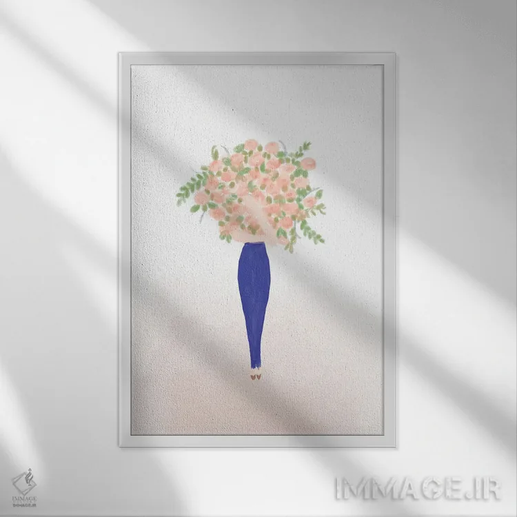تابلو دختر گلی اثر آنا کوآچ - نمای قابدار سفید