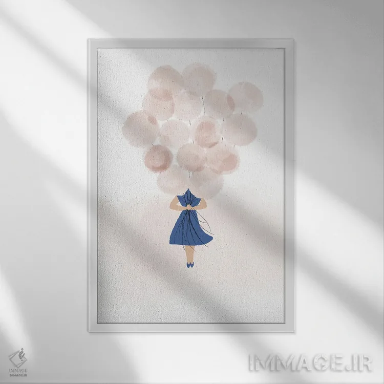 تابلو دختر بادکنکی اثر آنا کوآچ - نمای قابدار سفید
