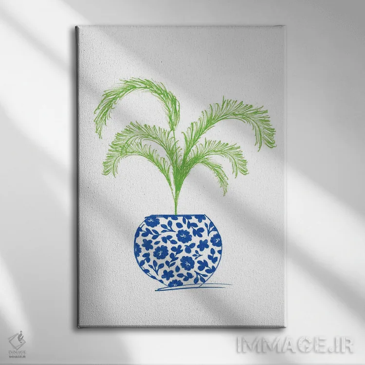 تابلو گلدان گیاه اول اثر آنا کوآچ - نمای روبهرو روی دیوار