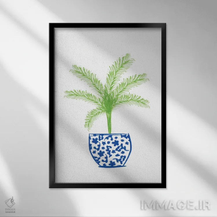 تابلو گلدان گیاه دوم اثر آنا کوآچ - نمای قابدار مشکی