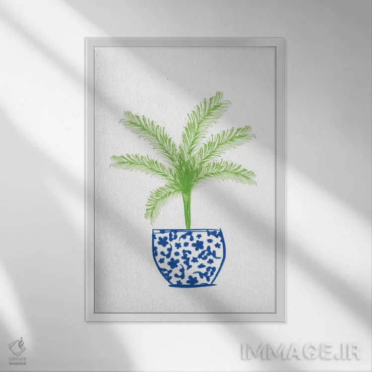 تابلو گلدان گیاه دوم اثر آنا کوآچ - نمای قابدار سفید