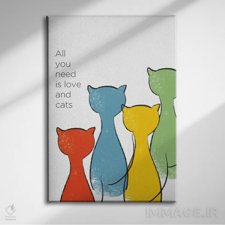 تابلو عشق و گربهها اثر آنا کوآچ - نمای روبهرو روی دیوار