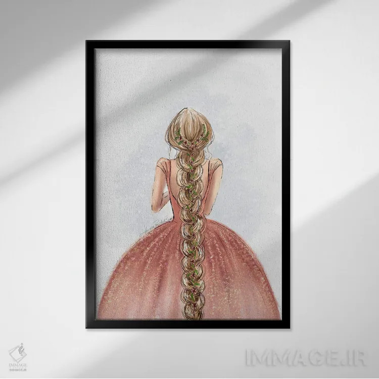تابلو هنر مد الهامگرفته از راپانزل اثر آنریکا برسلر - نمای قابدار مشکی