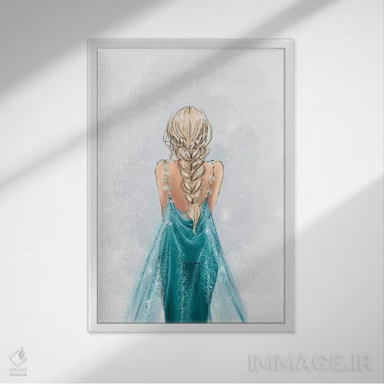 تابلو هنر مد الهامگرفته از السا اثر آنریکا برسلر - نمای قابدار سفید