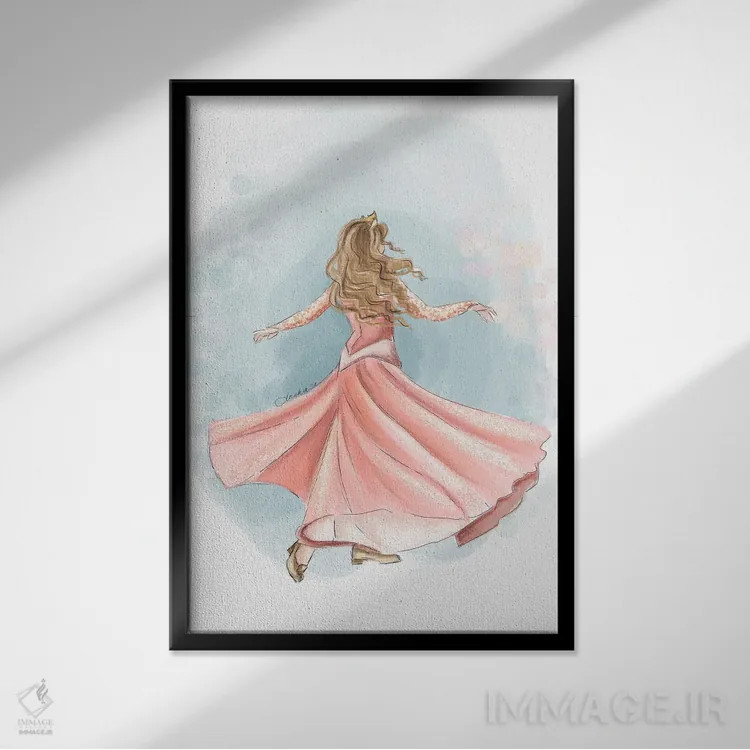 تابلو آرورا با پایان خوش (پرنسس) اثر آنریکا برسلر - نمای قابدار مشکی